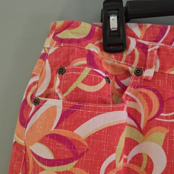 Ruby Rd. Capris With Pink Orange White & Purple Swirl Design Cotton Women's 14 - Picture 4 of 12